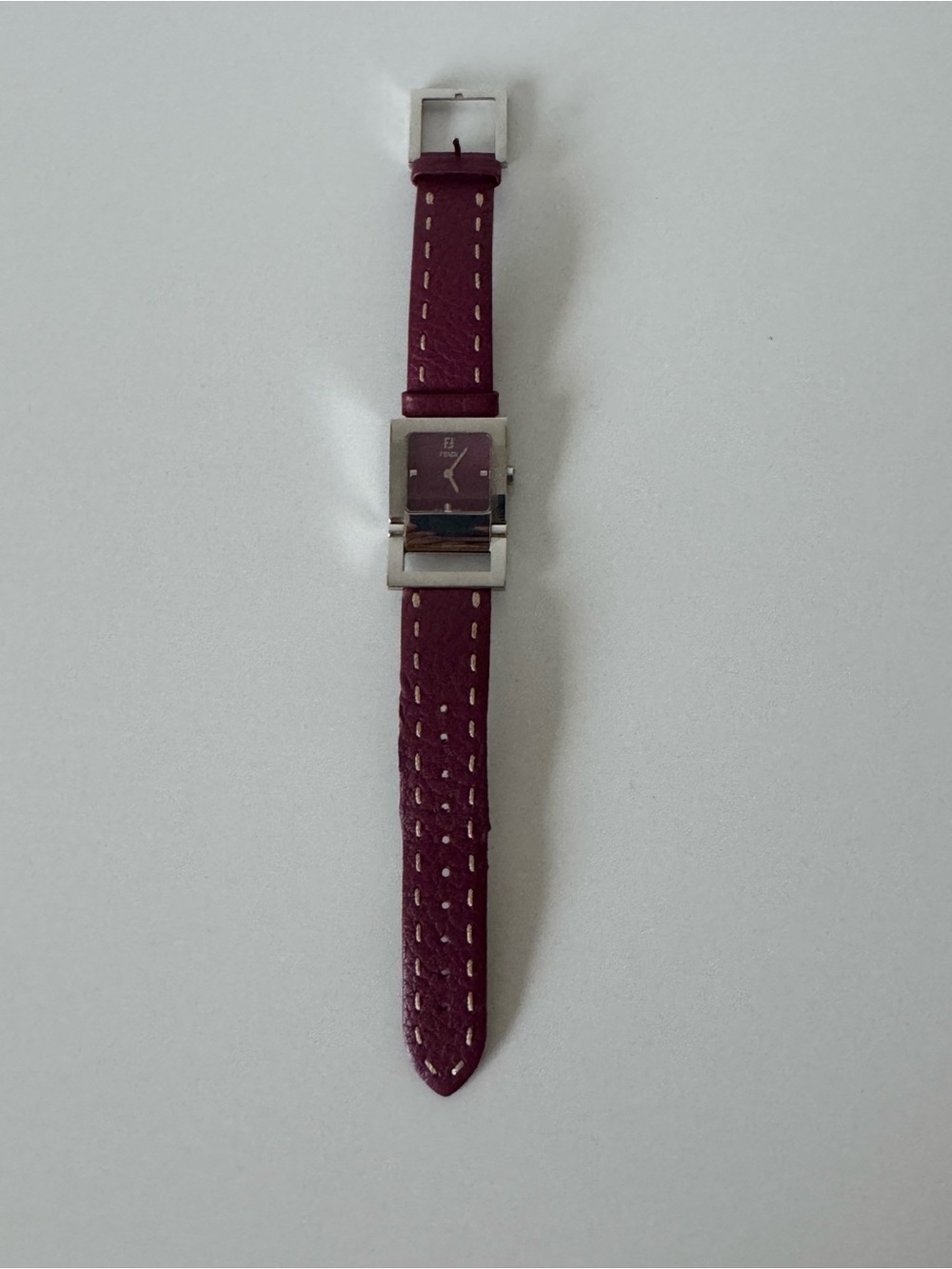 Authentic Vintage Fendi Orologi Square Watch – Burgundy Leather